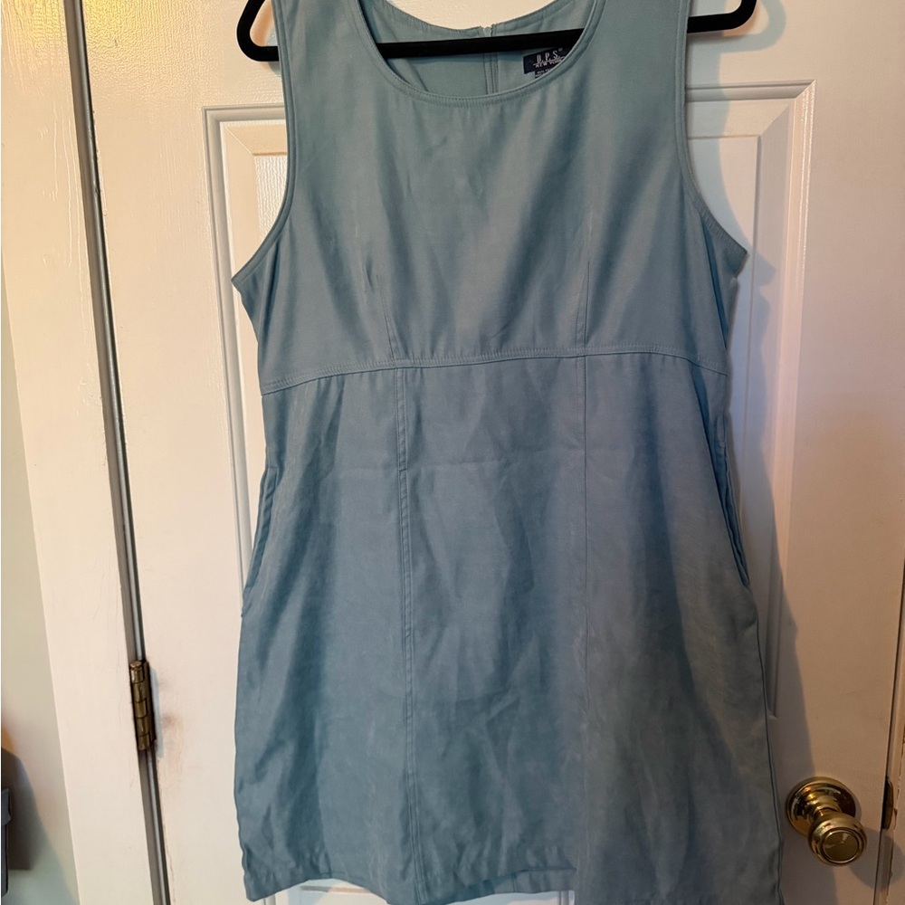 Chic Suede Sleeveless Blue Mini Dress